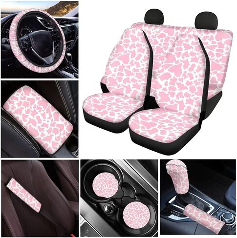 BIGCARJOB Set of 12 Pack African Ethnic Tribe Car Accessories,Car Seat Covers Back Seat Protector,Steering Wheel Cover, Armrest Cover, Seat Belt Pads Cover, Shift Knob Cover Handbrake Cover,Coasters in Kuwait