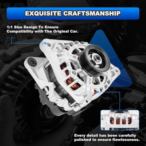 Alternator Compatible with 2010-2011 Kia Soul, 2007-2009 Spectra, 2007-2010 Sportage, 2007-2012 Hyundai Elantra - L4 2.0L Replace# 2655635, A3311, 3730023650 in Kuwait