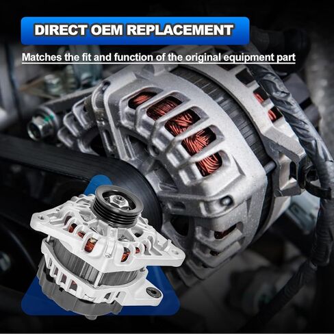Alternator Compatible with 2010-2011 Kia Soul, 2007-2009 Spectra, 2007-2010 Sportage, 2007-2012 Hyundai Elantra - L4 2.0L Replace# 2655635, A3311, 3730023650 in Kuwait
