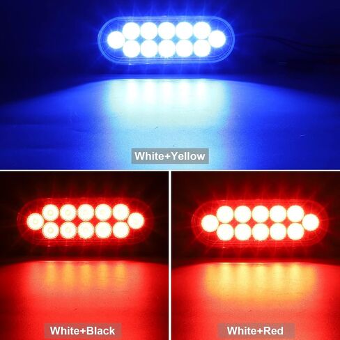 Partsam 2Pcs 6.7 Inch Oval Red Stop Turn Tail Lights and Blue Auxiliary Lights Kit 12 Diodes w/Rubber Grommets & 3-Prong Wire Pigtails Red/Blue Oval Led Truck Trailer Tail Lights and Auxiliary Lights in Kuwait