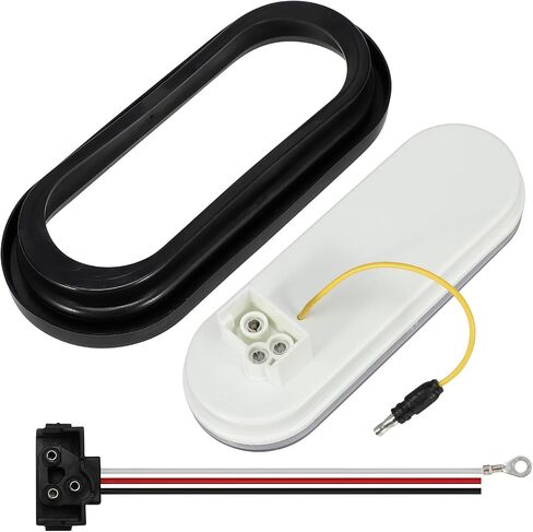 Partsam 2Pcs 6.7 Inch Oval Red Stop Turn Tail Lights and Blue Auxiliary Lights Kit 12 Diodes w/Rubber Grommets & 3-Prong Wire Pigtails Red/Blue Oval Led Truck Trailer Tail Lights and Auxiliary Lights in Kuwait