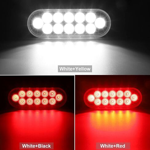 Partsam 2Pcs 6.7 Inch Oval Red Stop Turn Tail Lights and Blue Auxiliary Lights Kit 12 Diodes w/Rubber Grommets & 3-Prong Wire Pigtails Red/Blue Oval Led Truck Trailer Tail Lights and Auxiliary Lights in Kuwait