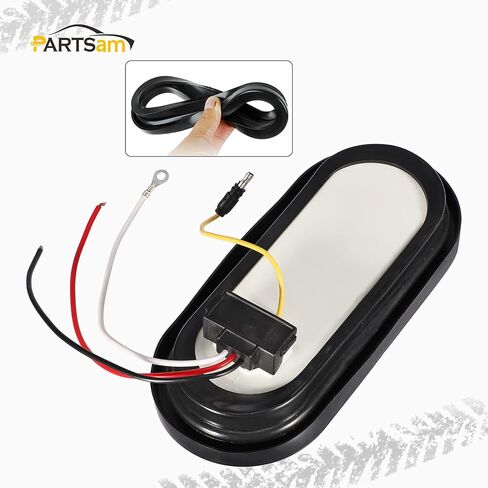 Partsam 2Pcs 6.7 Inch Oval Red Stop Turn Tail Lights and Blue Auxiliary Lights Kit 12 Diodes w/Rubber Grommets & 3-Prong Wire Pigtails Red/Blue Oval Led Truck Trailer Tail Lights and Auxiliary Lights in Kuwait