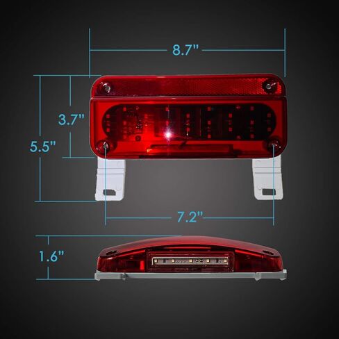 مصابيح خلفية LED مستطيلة لسيارة RV Camper Forest River مع ضوء لوحة ترخيص أبيض خارجي وحامل دعامة إيقاف/دوران وظيفة الفرامل 12 فولت مقاومة للماء مع حامل سطحي للعدسة الناعمة Ren in Kuwait