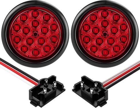 2 PCS 4 Inch LED Trailer Light, Stop Turn Tail Lights with Grommet and Plug, Side Clearance Marker Lamps Sealed Flush - Round Amber in Saudi Arabia