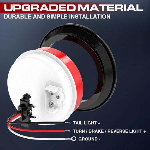 2 PCS 4 Inch LED Trailer Light, Stop Turn Tail Lights with Grommet and Plug, Side Clearance Marker Lamps Sealed Flush - Round Amber in Saudi Arabia