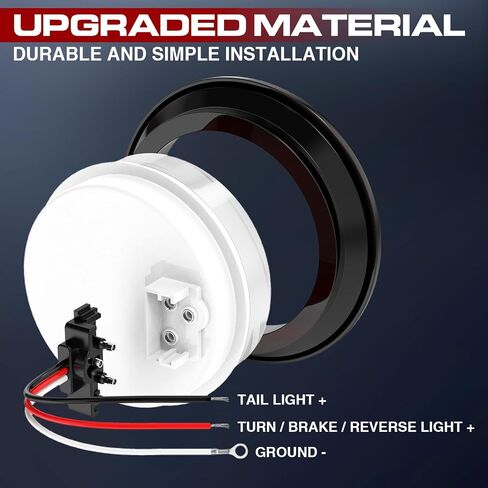 2 PCS 4 Inch LED Trailer Light, Stop Turn Tail Lights with Grommet and Plug, Side Clearance Marker Lamps Sealed Flush - Round Amber in Saudi Arabia