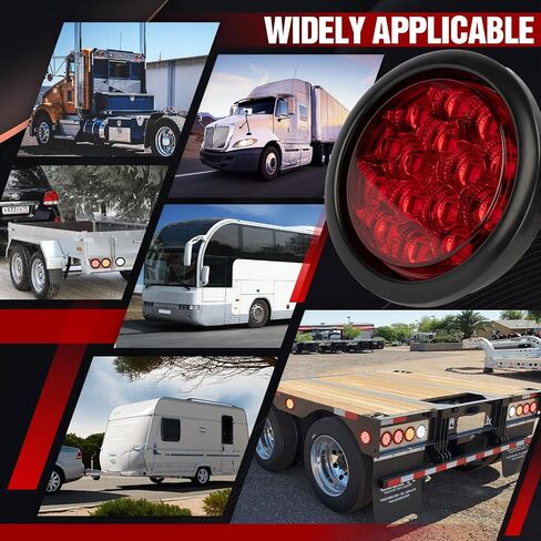 2 PCS 4 Inch LED Trailer Light, Stop Turn Tail Lights with Grommet and Plug, Side Clearance Marker Lamps Sealed Flush - Round Amber in Saudi Arabia