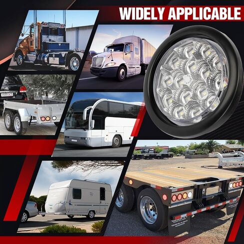 2 PCS 4 Inch LED Trailer Light, Stop Turn Tail Lights with Grommet and Plug, Side Clearance Marker Lamps Sealed Flush - Round Amber in Saudi Arabia
