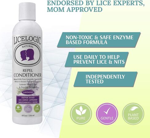 بلسم LiceLogic لطرد القمل، 8oz، نعناع إكليل الجبل - فعال ضد القمل الفائق، يقتل البيض والصئبان، يمنع ويطرد القمل، غير سام، أنزيم مشتق طبيعيًا in Kuwait