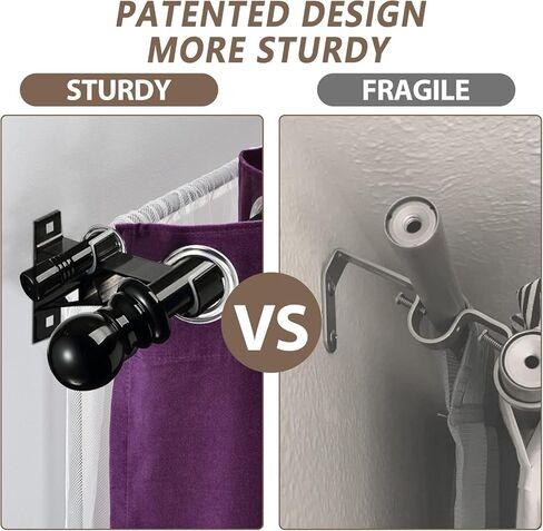 قضبان ستائر مزدوجة للنوافذ من 48 إلى 84 بوصة - قضبان نوافذ مزدوجة قابلة للتعديل شديدة التحمل مقاس 1 بوصة - قضيب ستارة مزدوج أسود مزخرف لانزلاق الباب الزجاجي والفناء وغرفة النوم والمطبخ والحمام in Kuwait