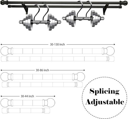 قضبان ستائر مزدوجة للنوافذ من 48 إلى 84 بوصة - قضبان نوافذ مزدوجة قابلة للتعديل شديدة التحمل مقاس 1 بوصة - قضيب ستارة مزدوج أسود مزخرف لانزلاق الباب الزجاجي والفناء وغرفة النوم والمطبخ والحمام in Kuwait