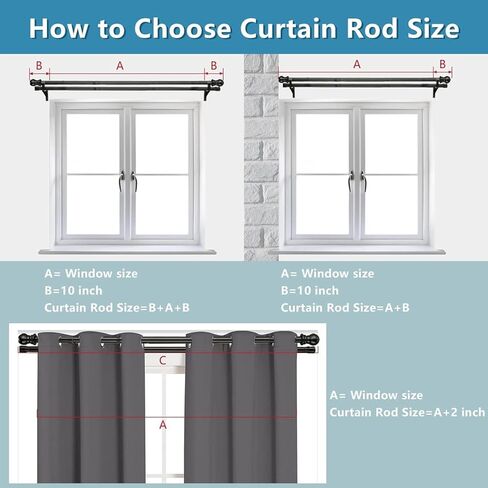 قضبان ستائر مزدوجة للنوافذ من 48 إلى 84 بوصة - قضبان نوافذ مزدوجة قابلة للتعديل شديدة التحمل مقاس 1 بوصة - قضيب ستارة مزدوج أسود مزخرف لانزلاق الباب الزجاجي والفناء وغرفة النوم والمطبخ والحمام in Kuwait