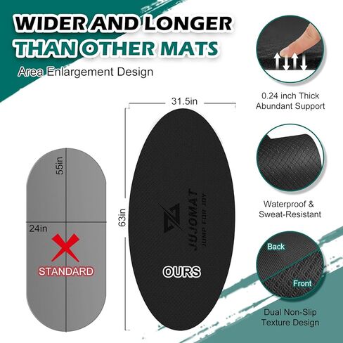 حصيرة حبل القفز الكبيرة مقاس 63 بوصة × 31 بوصة، حصيرة تمرين غير قابلة للانزلاق لحبل القفز في الهواء الطلق في الأماكن المغلقة، وسادة حبل القفز الممتصة للصدمات للحبل المتقاطع، حصيرة اندماج حبل القفز البيضاوية للخرسانة في صالة الألعاب الرياضية المنزلية in Kuwait