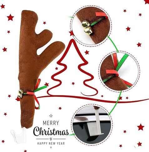 Aohcae Christmas Car Reindeer Antlers & Nose for Cars Window Rudolph Reindeer Car Kit with Jingle Bell Christmas Car Antlers Decoration Christmas Auto Accessories in Saudi Arabia
