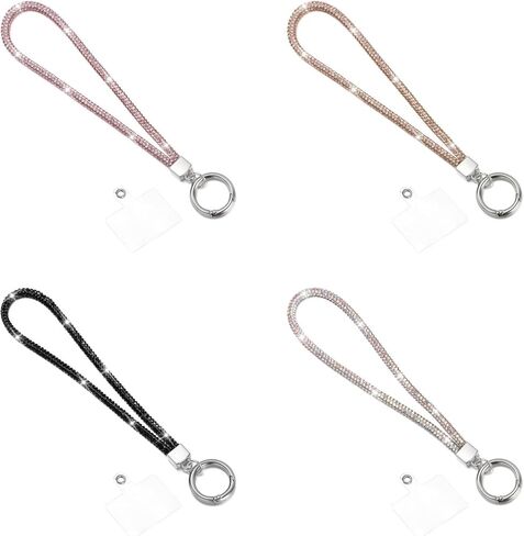 4 Pcs Rhinestone Phone Lanyard,Glitter Bling Cord Lanyard, Bright Wrist Straps for ID Card Keys Cellphones in Saudi Arabia