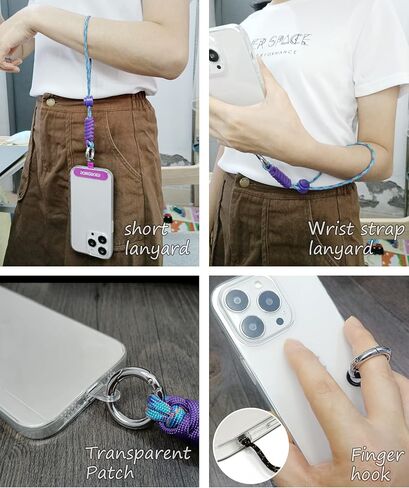 Cell Phone Lanyard Wrist Strap,Key Lanyard for Women,Phone Bracelet Strap,Phone Charms Strap,Camera Wrist Strap,Short Wrist Lanyard for Keys,Keychain Lanyard,Lanyards for Keys (Purple Blue) in Saudi Arabia