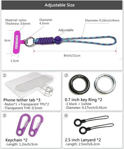 Cell Phone Lanyard Wrist Strap,Key Lanyard for Women,Phone Bracelet Strap,Phone Charms Strap,Camera Wrist Strap,Short Wrist Lanyard for Keys,Keychain Lanyard,Lanyards for Keys (Purple Blue) in Saudi Arabia