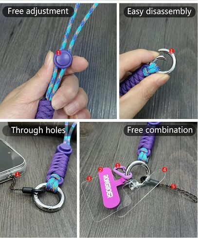 Cell Phone Lanyard Wrist Strap,Key Lanyard for Women,Phone Bracelet Strap,Phone Charms Strap,Camera Wrist Strap,Short Wrist Lanyard for Keys,Keychain Lanyard,Lanyards for Keys (Purple Blue) in Saudi Arabia