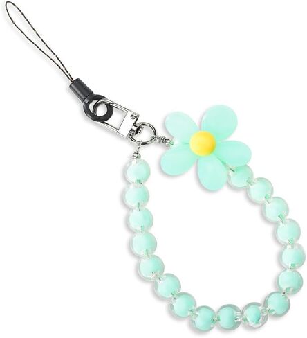 Cell Phone Chain Wrist Strap for Phone Case Keychain Pink Flower Beaded Phone Lanyard Wrist Strap Cell Phone Accessories Bracelet Wristlet Strap for Women Girls Birthday Graduation Gifts for Friends in Saudi Arabia