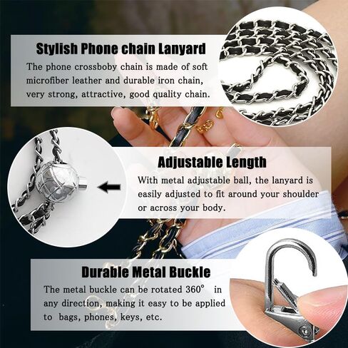 Phone Crossbody Chain CellPhone Lanyard,Universal Phone Chain Strap with Tether Patches Compatible with Most Phones in Saudi Arabia