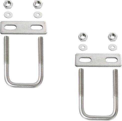 Aopin Square U-Bolt 1.18"(30mm) Inner Width U Bolts Brackets 304 Stainless Steel M6 with Nut, Plate, Washer for Car/RV/Trailer Bumper,2 Sets in Kuwait