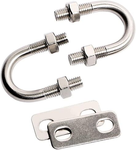 Aopin Square U-Bolt 1.18"(30mm) Inner Width U Bolts Brackets 304 Stainless Steel M6 with Nut, Plate, Washer for Car/RV/Trailer Bumper,2 Sets in Kuwait