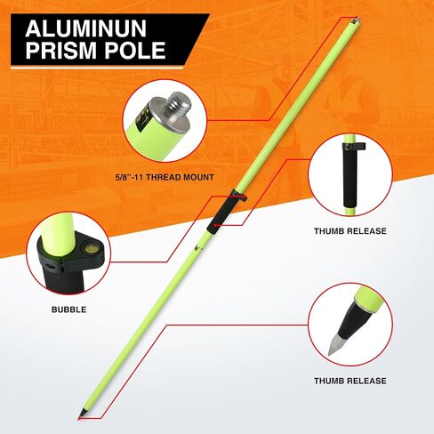 Carbon Fiber 2M 2Section Survey Pole, GPS Rover Rod 6.5FT/2M 2Sections Design for Land Surveying & Engineering – RTK GPS/GNSS Accessory –Includes Level Vial & Carrying Bags (GLS22-B) in Kuwait