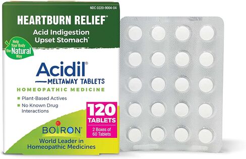 بويرون أسيديل لتخفيف الارتجاع الحمضي وحرقة المعدة وعسر الهضم واضطراب المعدة - 120 قطعة (عبوة من قطعتين) in Saudi Arabia