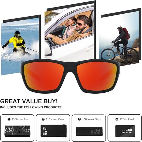 نظارات شمسية مستقطبة رياضية للرجال والنساء بإطار مربع يلتف حول نظارات الشمس لركوب الدراجات والصيد وحماية من الأشعة فوق البنفسجية in Kuwait