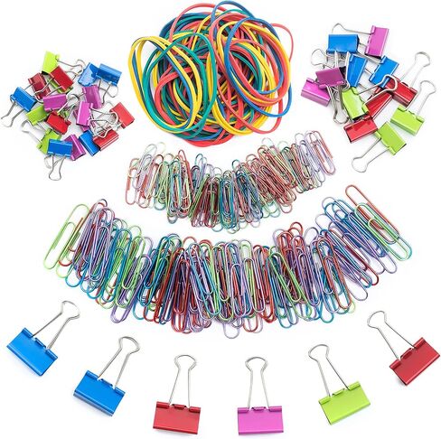 Mr. Pen- Paper Clips and Binder Clips, 272 PCS, Assorted Colors Medium, Small and Mini Binder Clips, Paper Clips Jumbo, Jumbo and Small Paper Clips, Rubber Bands, Assorted Binder Clips in Saudi Arabia