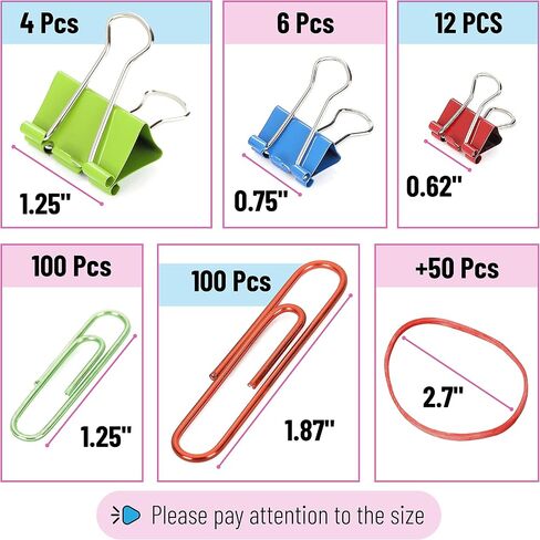 Mr. Pen- Paper Clips and Binder Clips, 272 PCS, Assorted Colors Medium, Small and Mini Binder Clips, Paper Clips Jumbo, Jumbo and Small Paper Clips, Rubber Bands, Assorted Binder Clips in Saudi Arabia