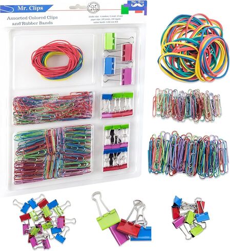Mr. Pen- Paper Clips and Binder Clips, 272 PCS, Assorted Colors Medium, Small and Mini Binder Clips, Paper Clips Jumbo, Jumbo and Small Paper Clips, Rubber Bands, Assorted Binder Clips in Saudi Arabia