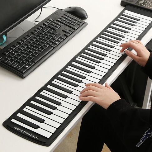 Roll up Piano,Portable 61-Keys Roll up Soft Silicone Flexible Electronic Keyboard Piano，for Home, School,for Birthday Gift in Saudi Arabia