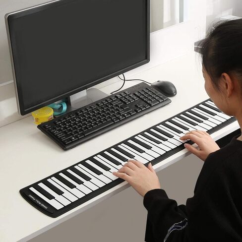 Roll up Piano,Portable 61-Keys Roll up Soft Silicone Flexible Electronic Keyboard Piano，for Home, School,for Birthday Gift in Saudi Arabia