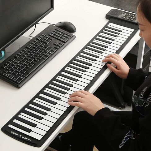 Roll up Piano,Portable 61-Keys Roll up Soft Silicone Flexible Electronic Keyboard Piano，for Home, School,for Birthday Gift in Saudi Arabia