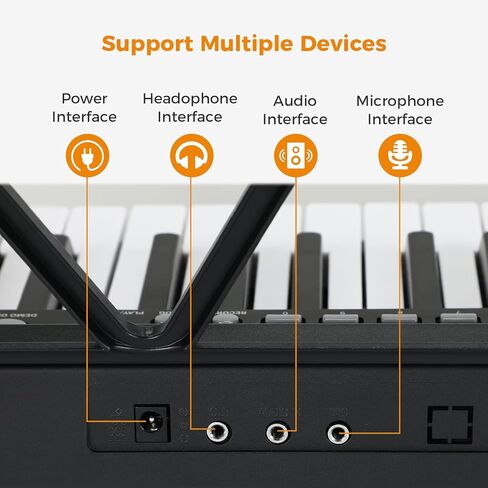 بيانو لوحة المفاتيح الإلكترونية من Asmuse، بيانو كهربائي مكون من 61 مفتاحًا مع ميكروفون ومقعد البيانو وحامل لوحة المفاتيح وحامل الموسيقى الورقية للمبتدئين والكبار والأطفال والمبدعين المحترفين in Kuwait