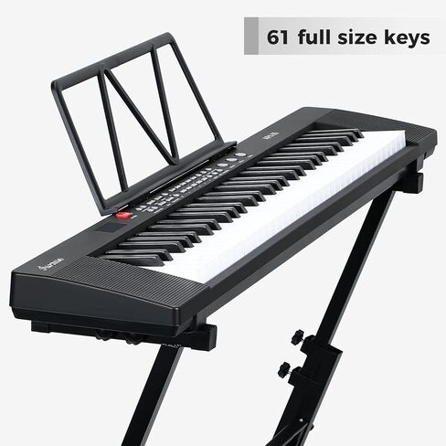 بيانو لوحة المفاتيح الإلكترونية من Asmuse، بيانو كهربائي مكون من 61 مفتاحًا مع ميكروفون ومقعد البيانو وحامل لوحة المفاتيح وحامل الموسيقى الورقية للمبتدئين والكبار والأطفال والمبدعين المحترفين in Kuwait