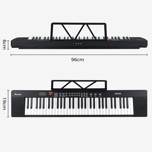 بيانو لوحة المفاتيح الإلكترونية من Asmuse، بيانو كهربائي مكون من 61 مفتاحًا مع ميكروفون ومقعد البيانو وحامل لوحة المفاتيح وحامل الموسيقى الورقية للمبتدئين والكبار والأطفال والمبدعين المحترفين in Kuwait
