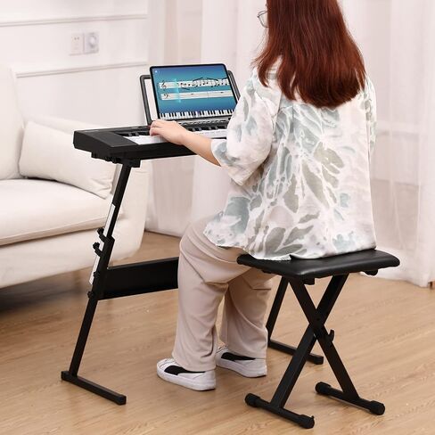 بيانو لوحة المفاتيح الإلكترونية من Asmuse، بيانو كهربائي مكون من 61 مفتاحًا مع ميكروفون ومقعد البيانو وحامل لوحة المفاتيح وحامل الموسيقى الورقية للمبتدئين والكبار والأطفال والمبدعين المحترفين in Kuwait