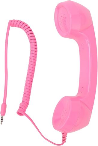 Jiawu Vintage Retro Telephone Handset, Cell Phone Receiver MIC Microphone Speaker for Cellphone, Smartphone and Computers, Old Telephone Headse with 3.5 mm Socket (Black) in Kuwait