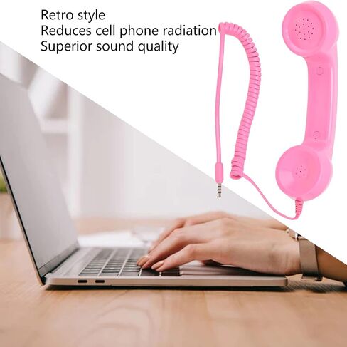 Jiawu Vintage Retro Telephone Handset, Cell Phone Receiver MIC Microphone Speaker for Cellphone, Smartphone and Computers, Old Telephone Headse with 3.5 mm Socket (Black) in Kuwait