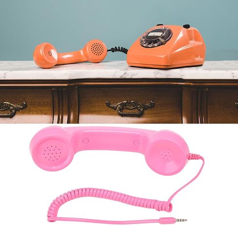 Jiawu Vintage Retro Telephone Handset, Cell Phone Receiver MIC Microphone Speaker for Cellphone, Smartphone and Computers, Old Telephone Headse with 3.5 mm Socket (Black) in Kuwait
