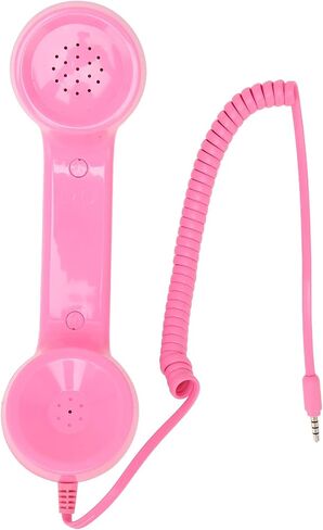 Jiawu Vintage Retro Telephone Handset, Cell Phone Receiver MIC Microphone Speaker for Cellphone, Smartphone and Computers, Old Telephone Headse with 3.5 mm Socket (Black) in Kuwait