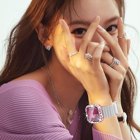عبوة من 3 قطع من Fullife متوافقة مع Bling Apple Watch Series 6 مقاس 40 مم، غطاء ممتص للصدمات من الكريستال الماسي مع واقي شاشة لـ iWatch SE2/SE Series 6 5 4 للرجال والنساء، (40 مم، ذهبي وردي/قوس قزح/شفاف) in Kuwait