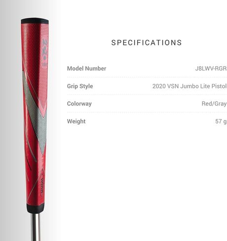 2020 VSN Jumbo Lite Pistol Putter Grip - Unmatched Feel & Performance | Winn's 2020·VSN Red Grips | Excel Polymer, Hexagon Pattern | Multiple Colors in Saudi Arabia