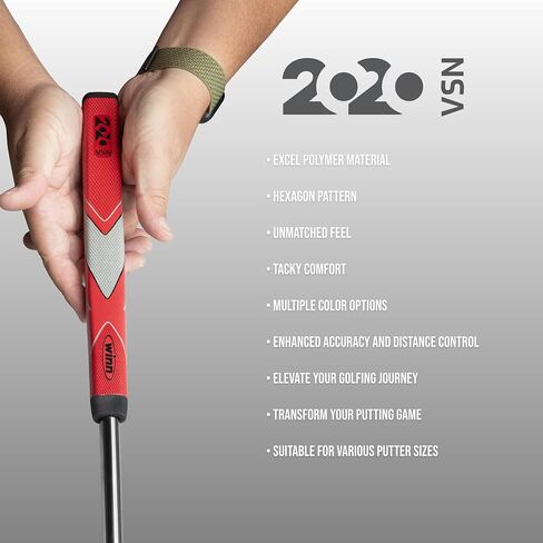 2020 VSN Jumbo Lite Pistol Putter Grip - Unmatched Feel & Performance | Winn's 2020·VSN Red Grips | Excel Polymer, Hexagon Pattern | Multiple Colors in Saudi Arabia