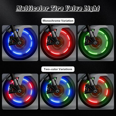 4 PCS Tire Valve Light, LED Colorful Wheel Lights, Waterproof Flash Light Tire Valve Cap Lamp for Car Truck Motorcycle Bike in Kuwait