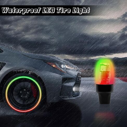 4 PCS Tire Valve Light, LED Colorful Wheel Lights, Waterproof Flash Light Tire Valve Cap Lamp for Car Truck Motorcycle Bike in Kuwait