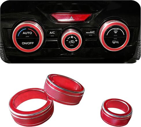 Sport Red Subaru Accessories, for Subaru Forester 2019-2023, Crosstrek 2018-2023, Subaru Impreza Accessories 2017-2023, Interior Trim Air Conditioner Switch Ring 3pcs Red in Saudi Arabia